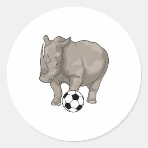 Rhino Soccer player Soccer Classic Round Sticker