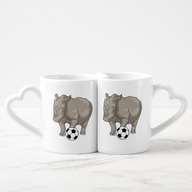 Rhino Soccer player Soccer Coffee Mug Set (Front Nesting)