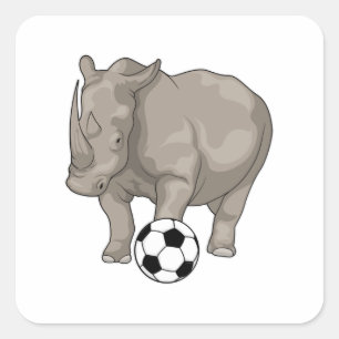 Rhino Soccer player Soccer Square Sticker