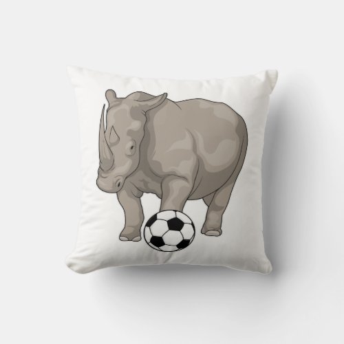 Rhino Soccer player Soccer Throw Pillow