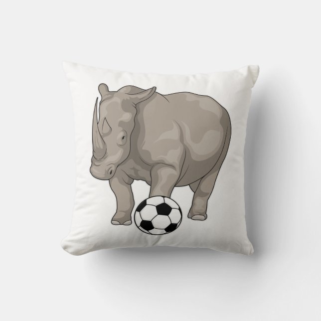 Rhino Soccer player Soccer Throw Pillow (Front)
