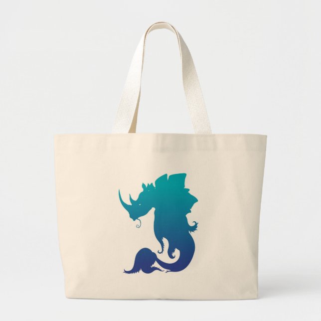 Rhino-Stego-Fish (Water Color Scheme) Large Tote Bag (Front)