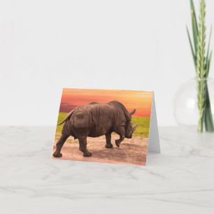 Rhino Sunset Card