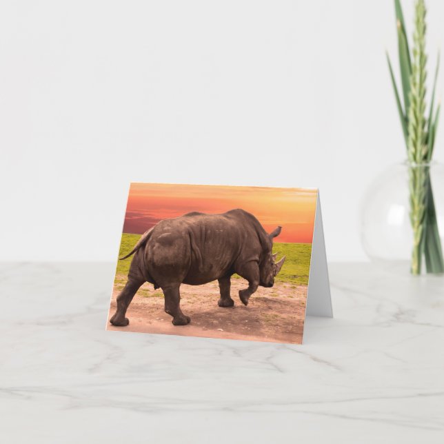 Rhino Sunset Card (Front)