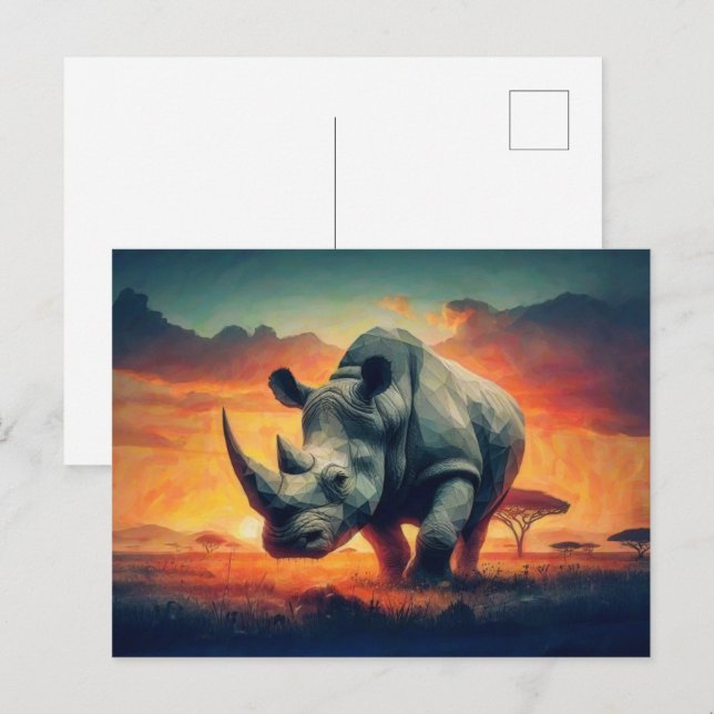 Rhino Sunset Safari Postcard (Front/Back)