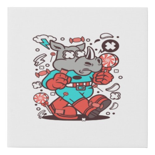 Rhino Super Candy Faux Canvas Print