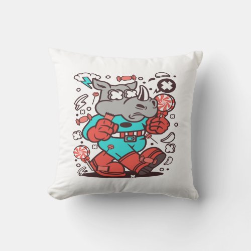 Rhino Super Candy Throw Pillow