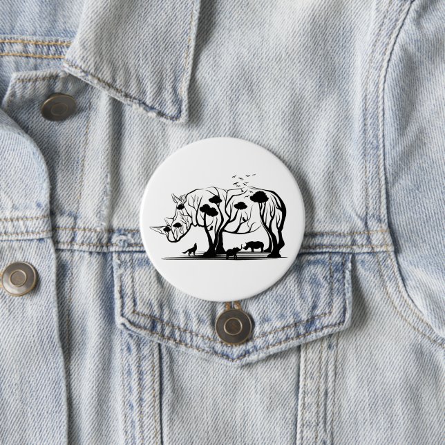 Rhino Tree Silhouette Button (In Situ)