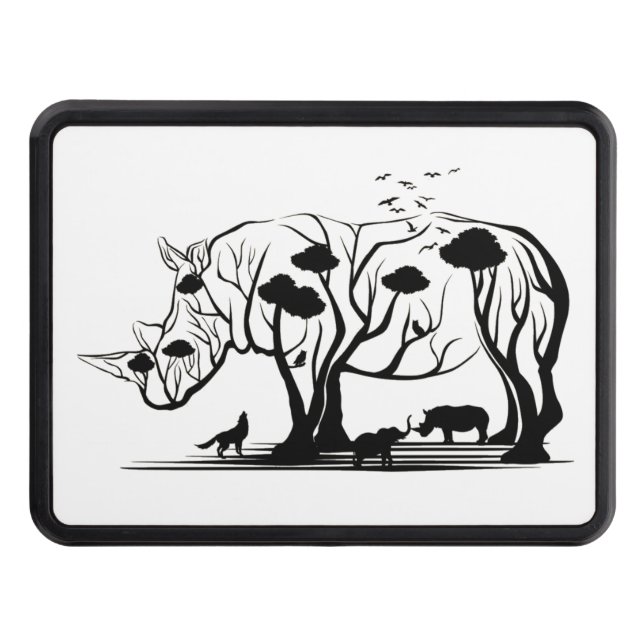 Rhino Tree Silhouette Hitch Cover (Front)