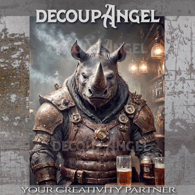 Rhino Warrior Drinking Beer - Decoupage - Tissue Paper (Creator Uploaded)