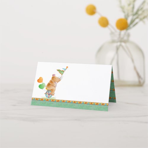 Rhino watercolor art baby shower guest place cards