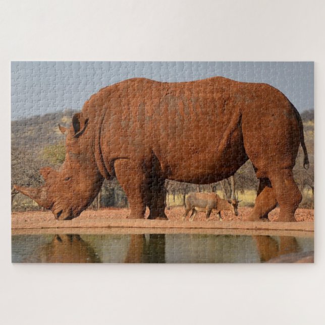 Rhino with mud on skin jigsaw puzzle (Horizontal)