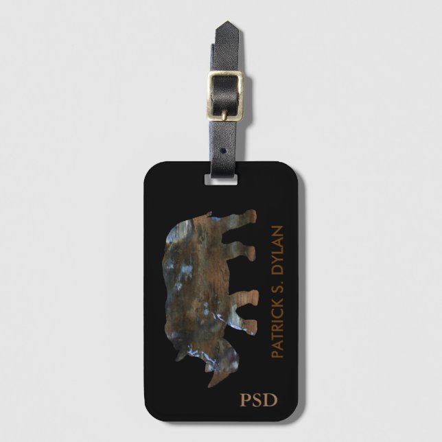 rhino with name luggage tag (Front Vertical)