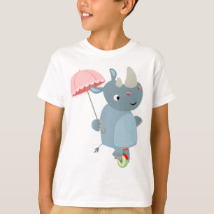 Rhino with Umbrella on Unicycle Children T-Shirt