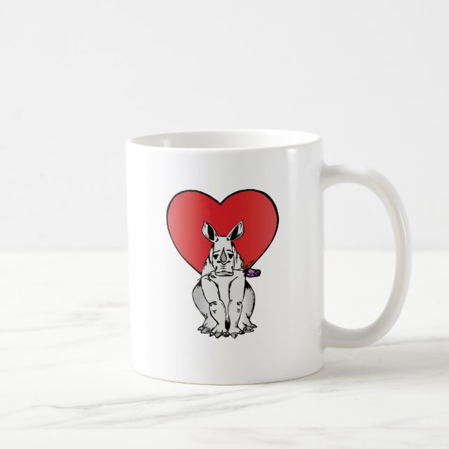 Rhino with Valentine's day heart Coffee Mug (Right)