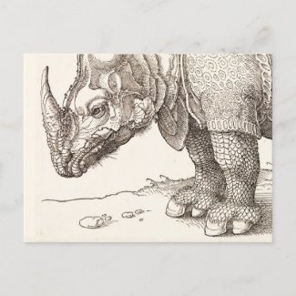 Rhino Woodcut Postcard
