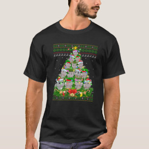 Rhino Xmas Lighting Tree Santa Rhino Ugly Christma T-Shirt