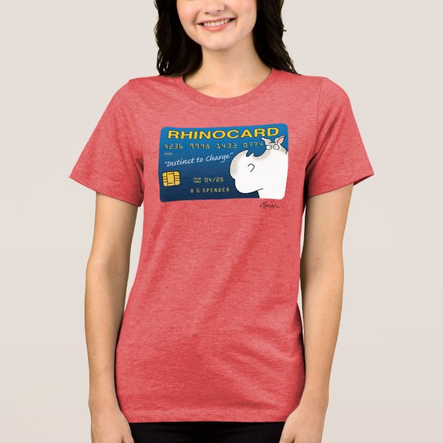 RHINOCARD: INSTINCT TO CHARGE by Sandra Boynton Tri-Blend Shirt (Front)