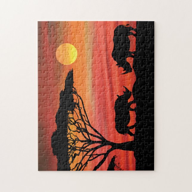 Rhinoceros African Sunset Jigsaw Puzzle (Vertical)