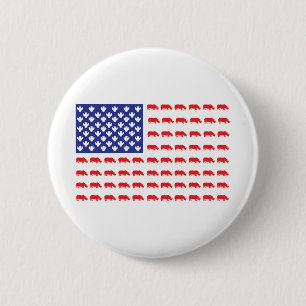 Rhinoceros American Flag Button