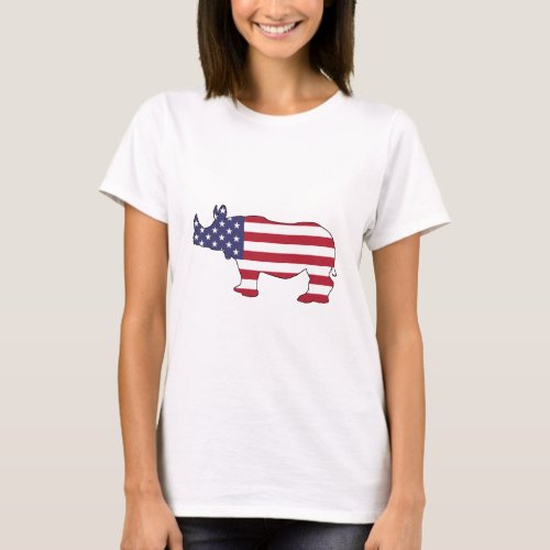 Rhinoceros _ American Flag T_Shirt