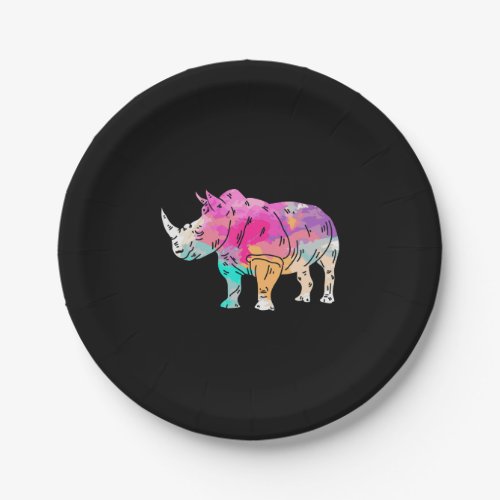 Rhinoceros Art Cute Artistic Rhino Zoo Safari Gift Paper Plates