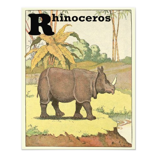 Rhinoceros at the Watering Hole Alphabet Photo Print