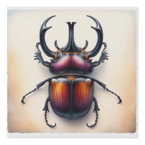 Rhinoceros Beetle IREF4309 _ Watercolor Faux Canvas Print