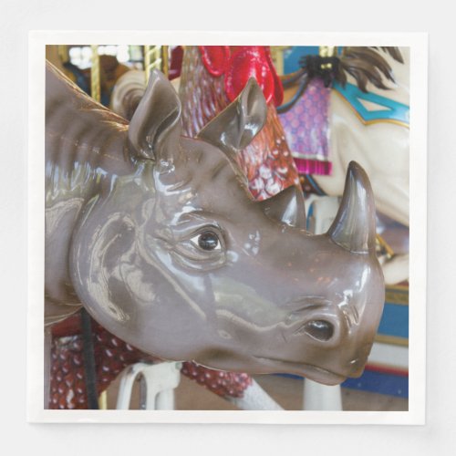 Rhinoceros Carousel Ride on Merry_Go_Round Paper Dinner Napkins