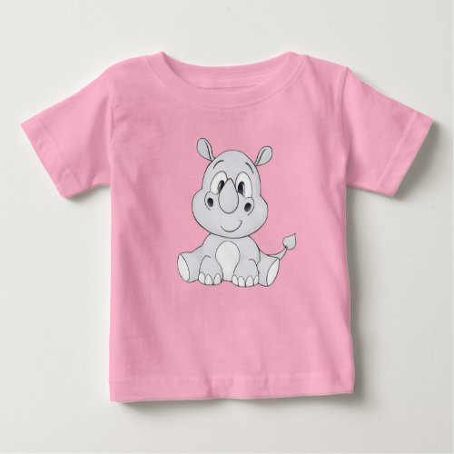 Rhinoceros Cartoon Graphic Baby T_Shirt