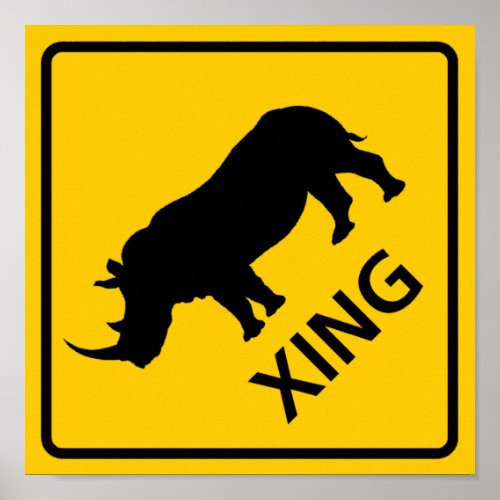 Rhinoceros Crossing Highway Sign