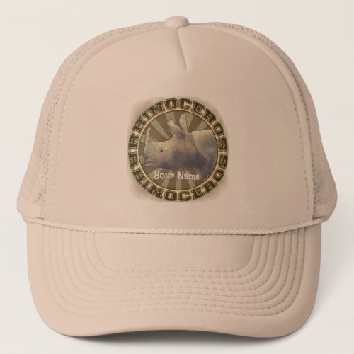 Rhinoceros custom name hat