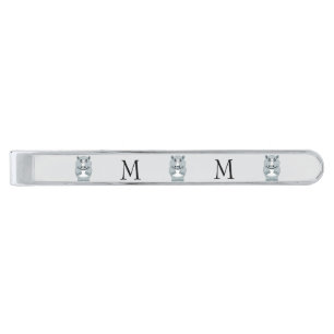 Rhinoceros Design Monogrammed Silver Finish Tie Bar