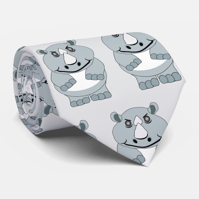 Rhinoceros Design Neck Tie (Rolled)