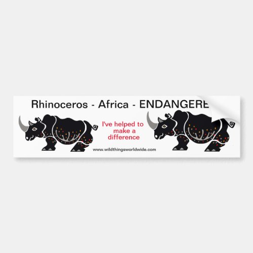 RHINOCEROS _Endangered animal _ Conservation Bumper Sticker