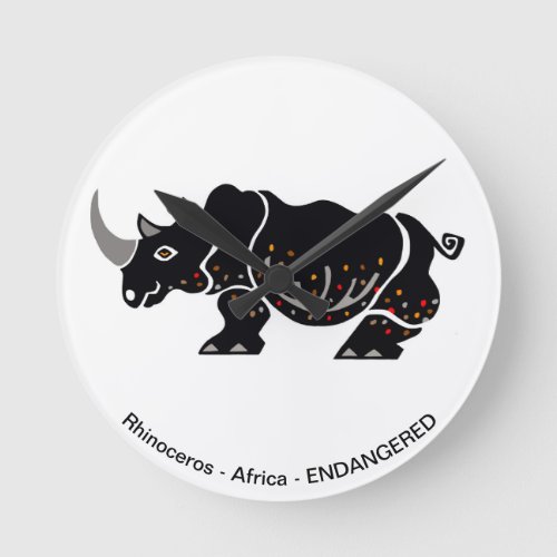 RHINOCEROS _ Endangered animal_ Conservation Round Clock