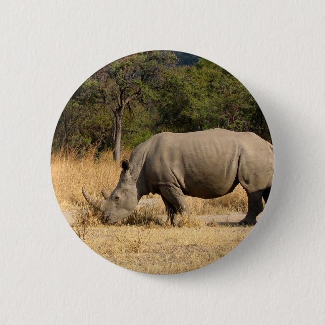 Rhinoceros Family Round Button (Front)