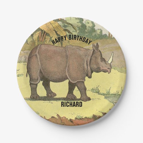 Rhinoceros Happy Birthday Party Paper Plates