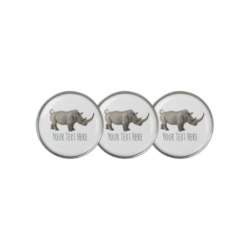 Rhinoceros Illustration Rhino Custom Message Golf Ball Marker