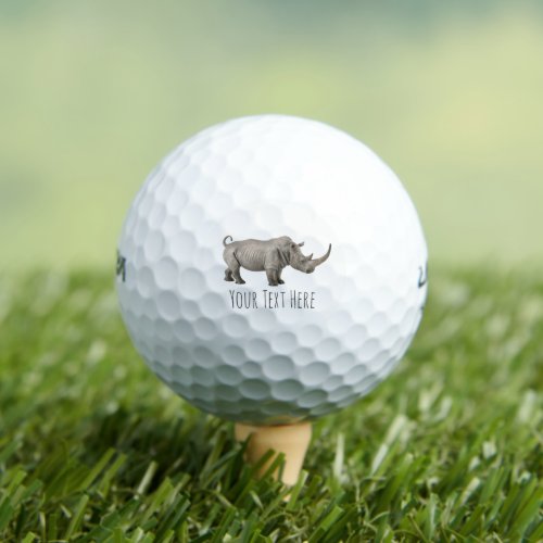 Rhinoceros Illustration Rhino Custom Message Golf Balls