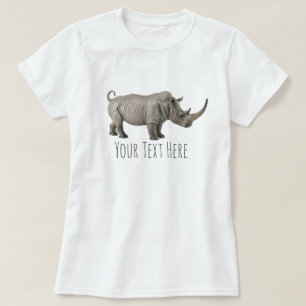 Rhinoceros Illustration Rhino Custom Message T-Shirt