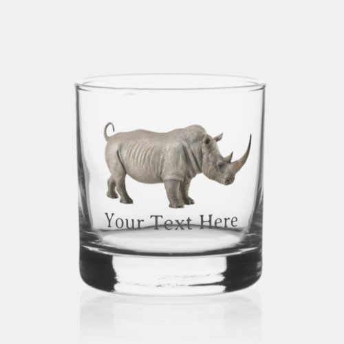 Rhinoceros Illustration Rhino Custom Message Whiskey Glass