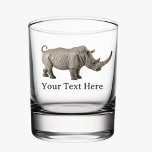 Rhinoceros Illustration Rhino Custom Message Whiskey Glass