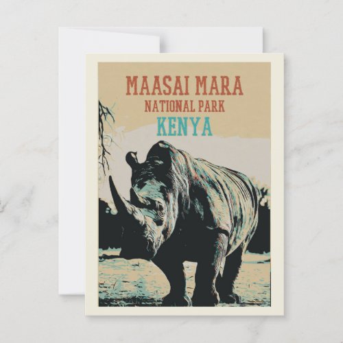 Rhinoceros Kenya Maasai Mara National Park Postcard