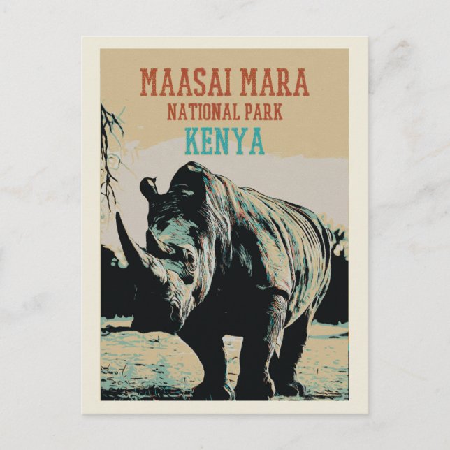 Rhinoceros, Kenya, Maasai Mara National Park Postcard (Front)