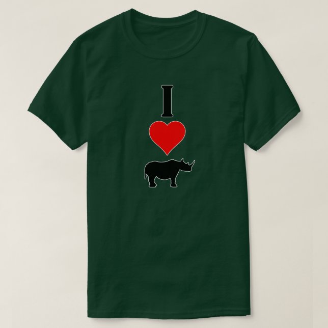 Rhinoceros Lover "I Love (Heart) Rhinos" Animal T-Shirt (Design Front)