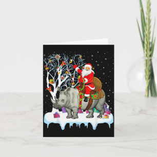 Rhinoceros Lover Xmas Gift Santa Riding Rhino Chri Card