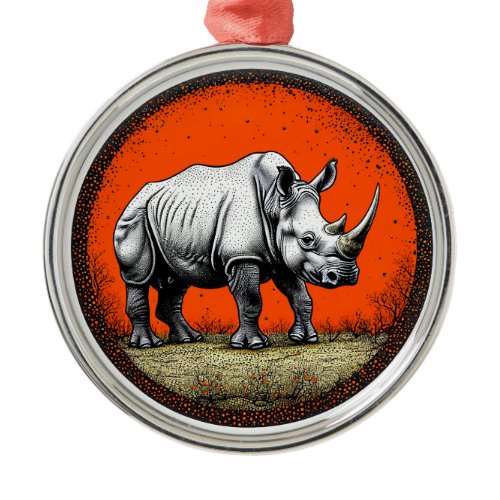 Rhinoceros Metal Ornament