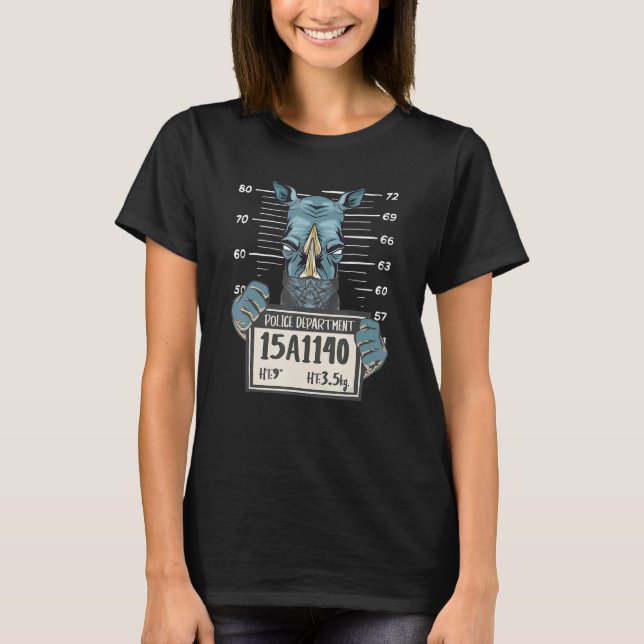 Rhinoceros Mugshot Animal   Wildlife Rhino T-Shirt (Front)