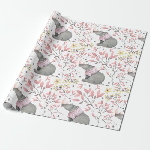 Rhinoceros Painted Wrapping Paper